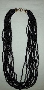 Dark Multicolored Small Bead Multilayer Necklace